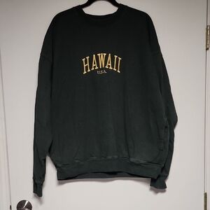 Brandy Melville Dark Green Oversized Crewneck with Front Pockets